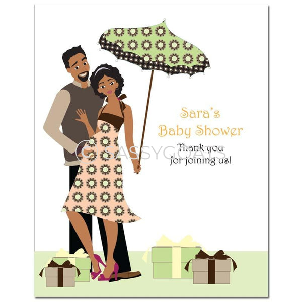 Baby Shower Party Poster - Glam Couple African American
