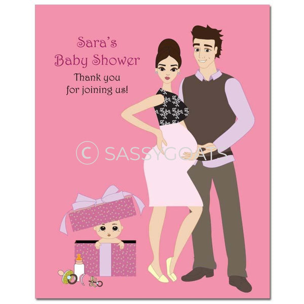 Baby Shower Party Poster - Glam Couple Brunette