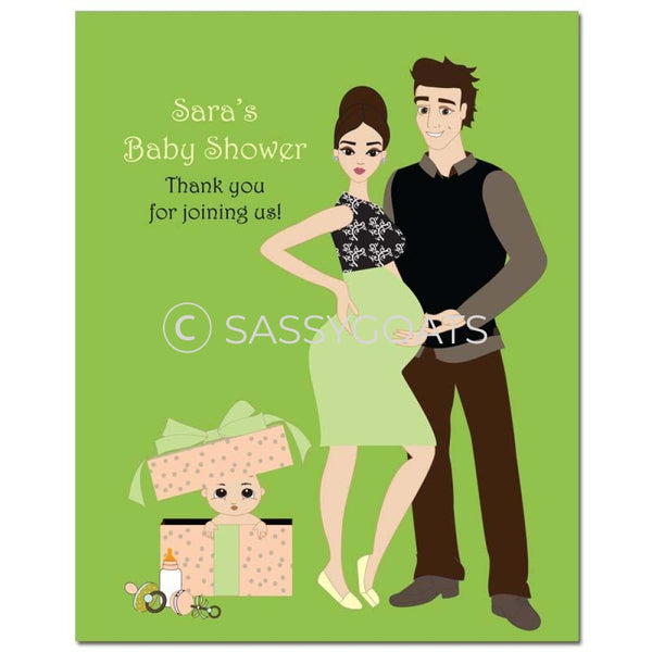 Baby Shower Party Poster - Glam Couple Brunette
