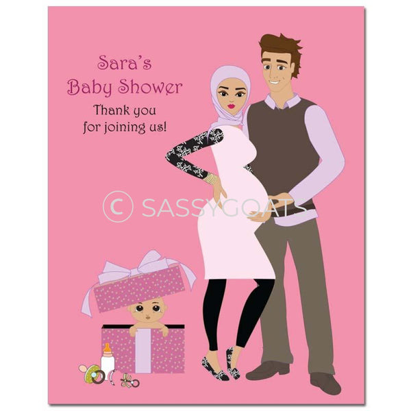 Baby Shower Party Poster - Glam Couple Headscarf Hijab