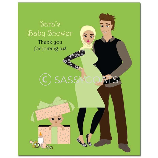 Baby Shower Party Poster - Glam Couple Headscarf Hijab