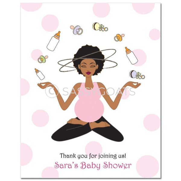 Baby Shower Party Poster - Meditating Mommy African American