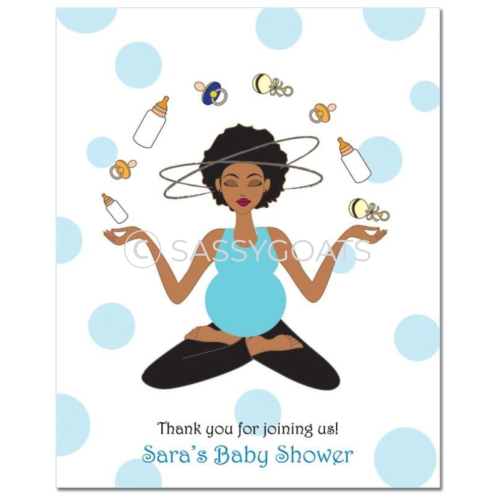 Baby Shower Party Poster - Meditating Mommy African American