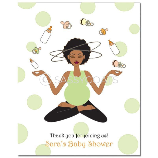 Baby Shower Party Poster - Meditating Mommy African American