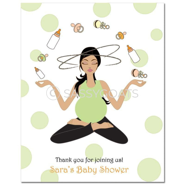 Baby Shower Party Poster - Meditating Mommy Brunette