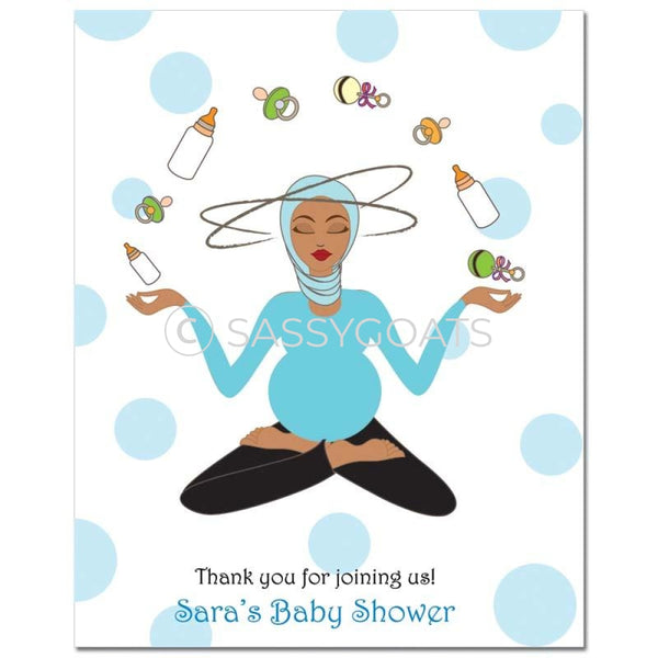 Baby Shower Party Poster - Meditating Mommy Headscarf Hijab