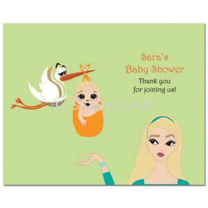 Baby Shower Party Poster - Stork Mommy Blonde