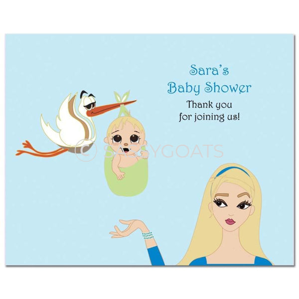 Baby Shower Party Poster - Stork Mommy Blonde