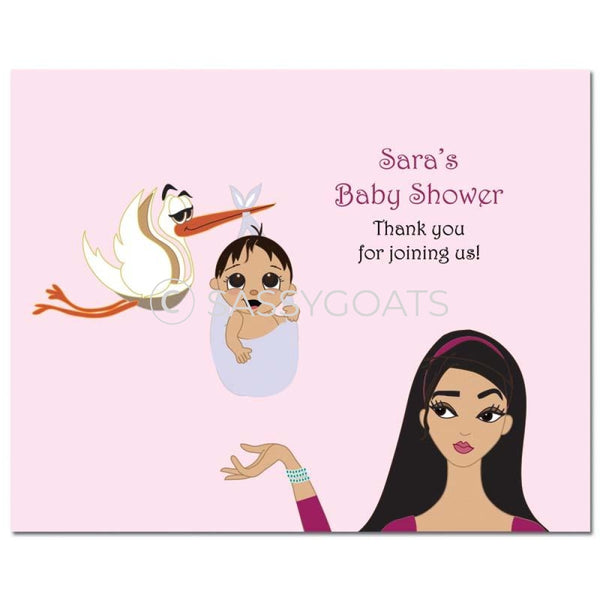 Baby Shower Party Poster - Stork Mommy Brunette