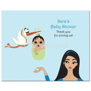 Baby Shower Party Poster - Stork Mommy Brunette