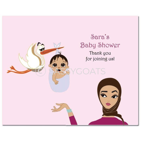Baby Shower Party Poster - Stork Mommy Headscarf Hijab