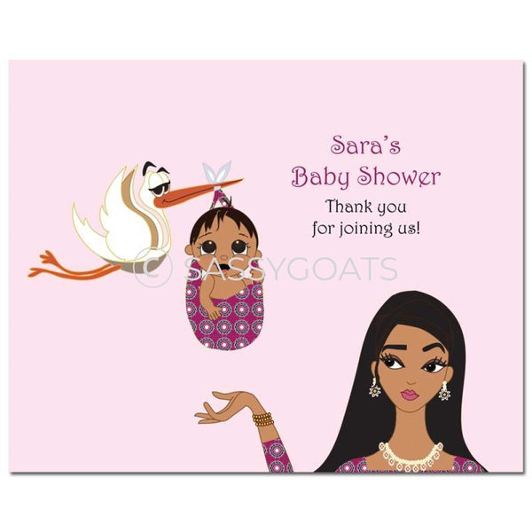Baby Shower Party Poster - Stork Mommy South Asian