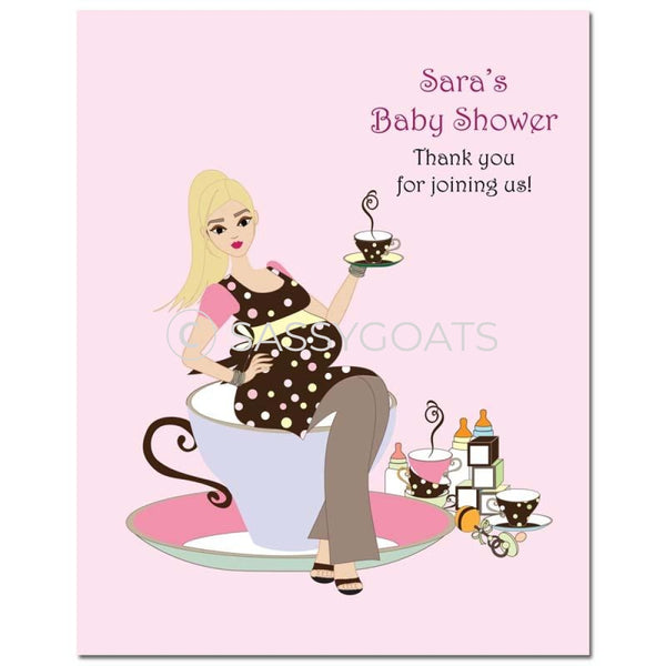 Baby Shower Party Poster - Teacup Mommy Blonde