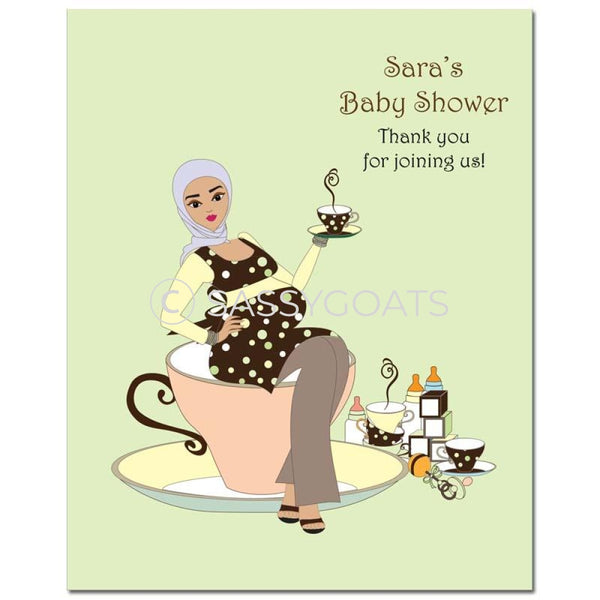 Baby Shower Party Poster - Teacup Mommy Headscarf Hijab