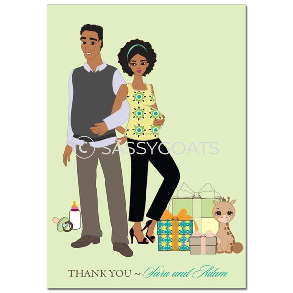 Baby Shower Thank You Card - Back To African American