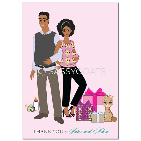 Baby Shower Thank You Card - Back To African American