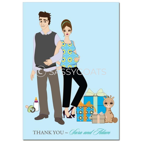 Baby Shower Thank You Card - Back To Brunette