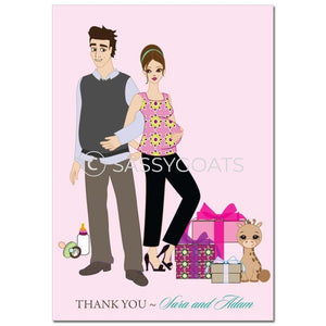 Baby Shower Thank You Card - Back To Brunette