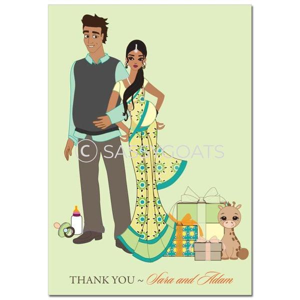Baby Shower Thank You Card - Back To South Asian
