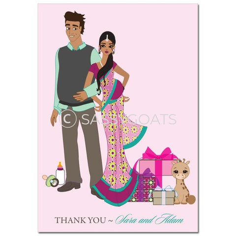 Baby Shower Thank You Card - Back To South Asian