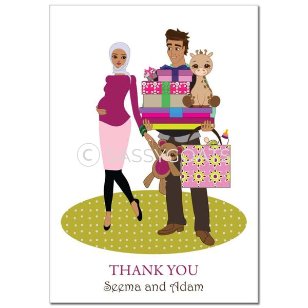 Baby Shower Thank You Card - Bounty Headscarf Hijab