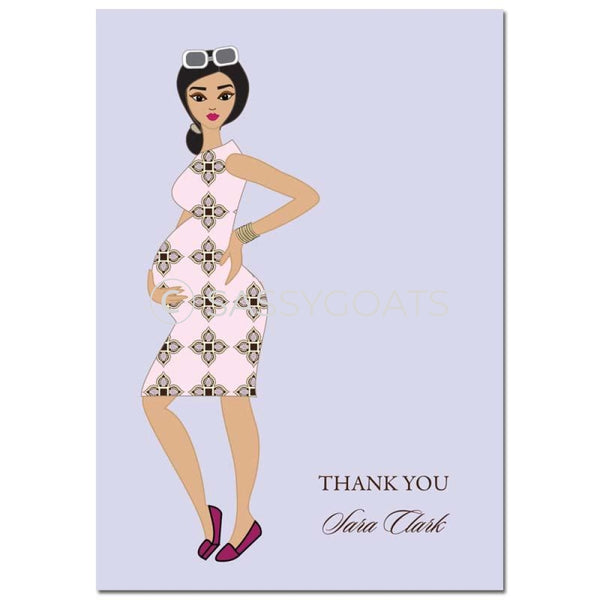 Baby Shower Thank You Card - Dining Diva Brunette