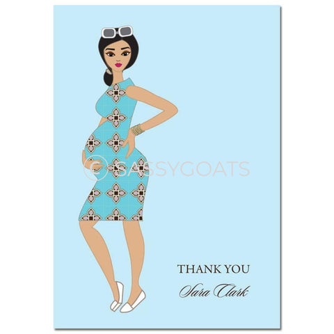 Baby Shower Thank You Card - Dining Diva Brunette