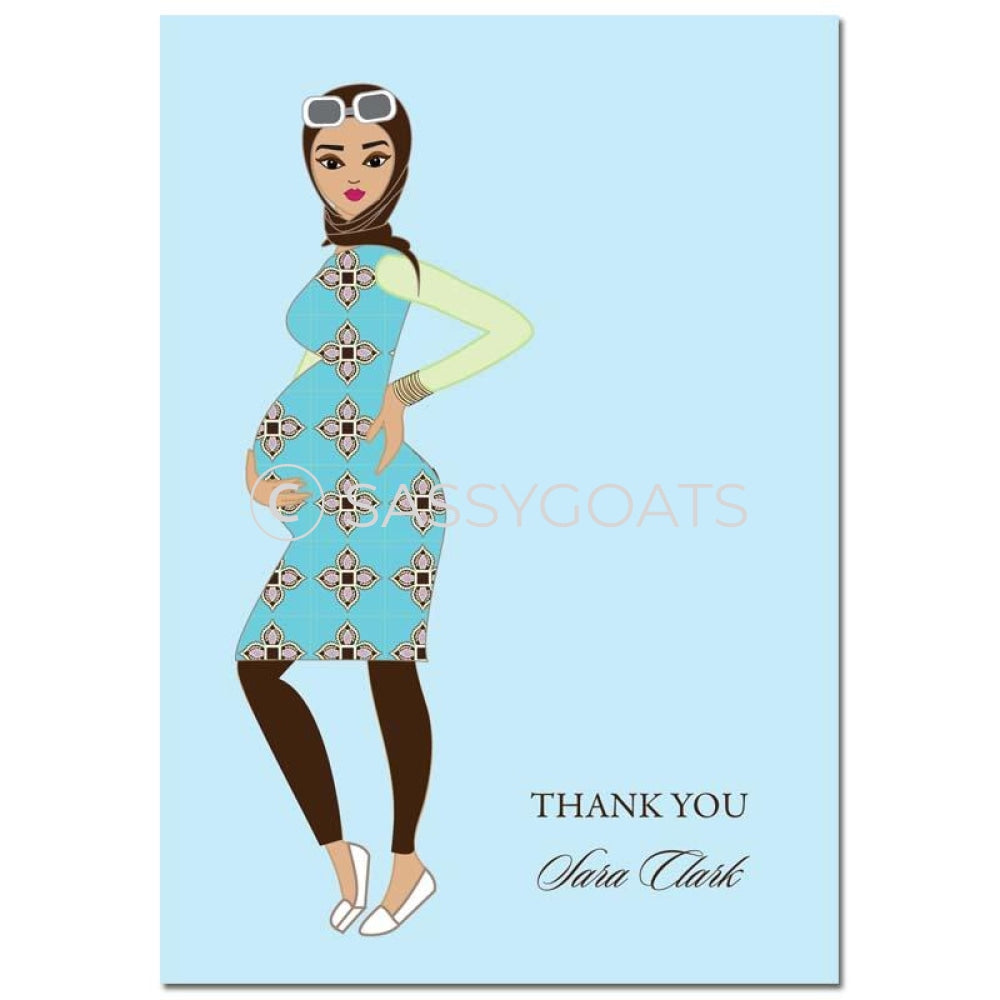 Baby Shower Thank You Card - Dining Diva Headscarf Hijab