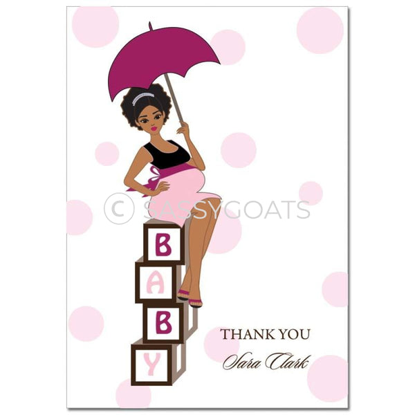 Baby Shower Thank You Card - Diva Blocks African American