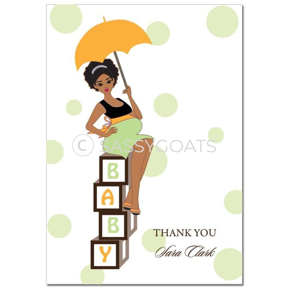 Baby Shower Thank You Card - Diva Blocks African American