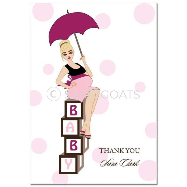 Baby Shower Thank You Card - Diva Blocks Blonde