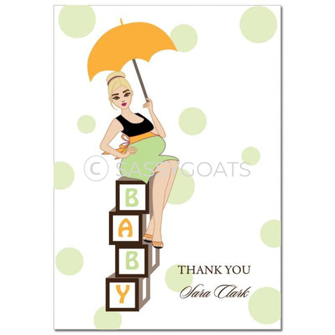 Baby Shower Thank You Card - Diva Blocks Blonde