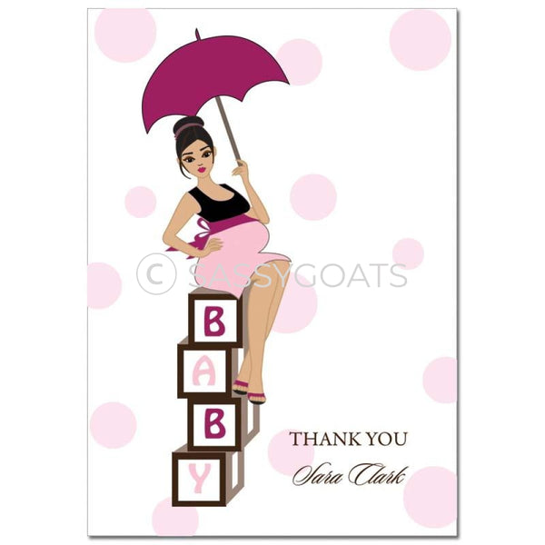 Baby Shower Thank You Card - Diva Blocks Brunette