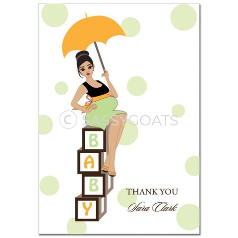 Baby Shower Thank You Card - Diva Blocks Brunette