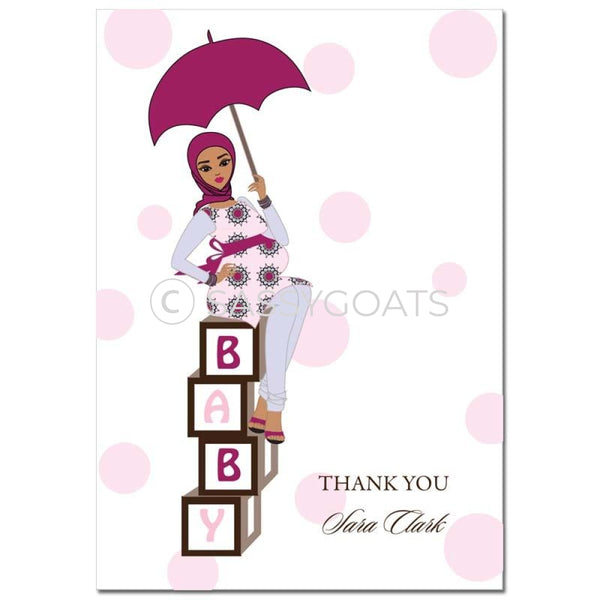 Baby Shower Thank You Card - Diva Blocks Headscarf Hijab