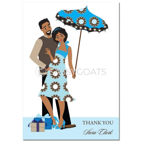 Baby Shower Thank You Card - Fancy Umbrella African American