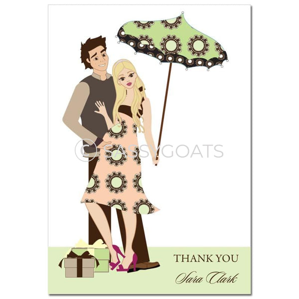 Baby Shower Thank You Card - Fancy Umbrella Blonde