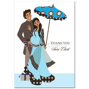 Baby Shower Thank You Card - Fancy Umbrella South Asian
