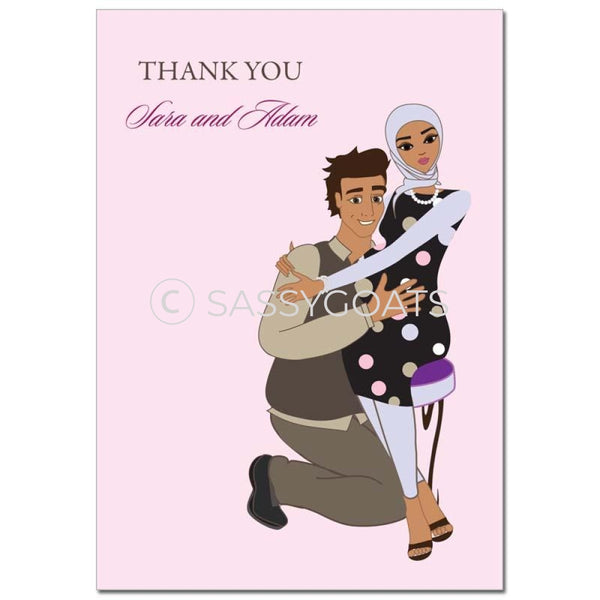 Baby Shower Thank You Card - Hugs Headscarf Hijab