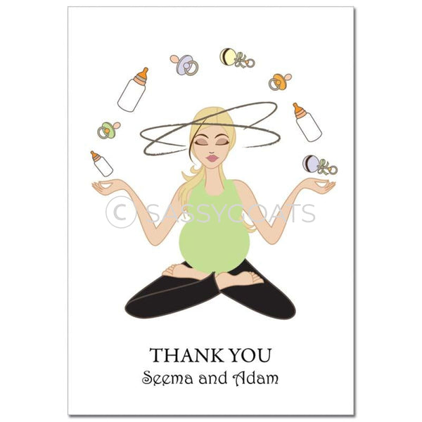 Baby Shower Thank You Card - Meditating Mommy Blonde
