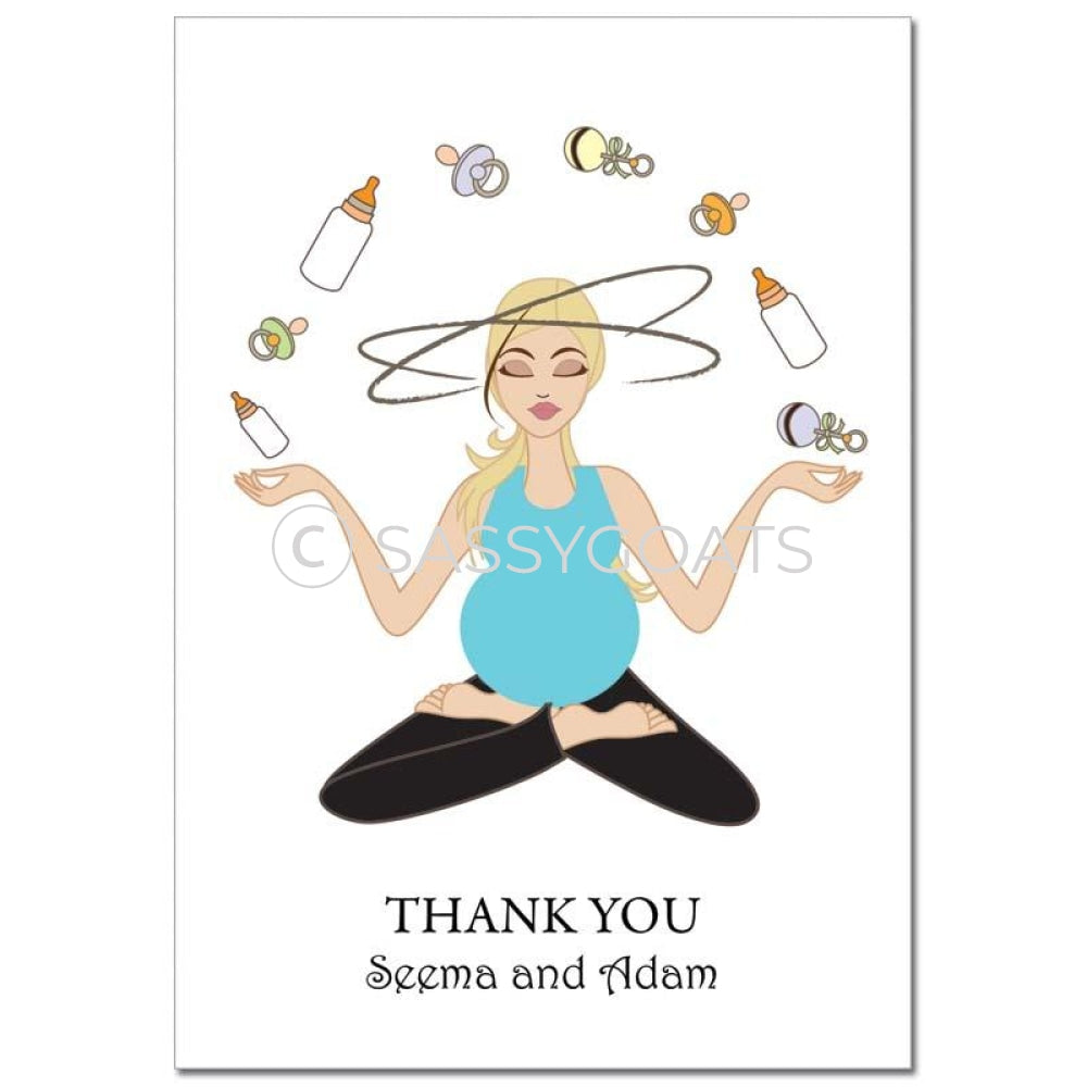 Baby Shower Thank You Card - Meditating Mommy Blonde