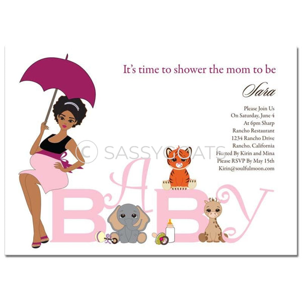 Baby Shower Thank You Card - Safari Animals African American