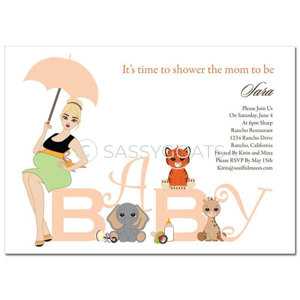 Baby Shower Thank You Card - Safari Animals Blonde
