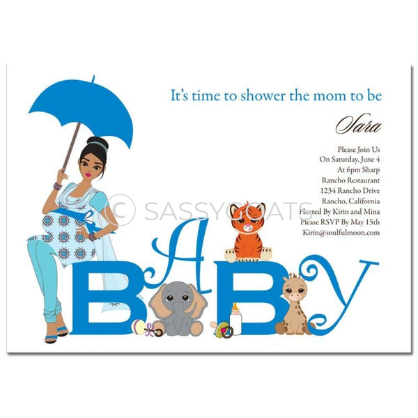 Baby Shower Thank You Card - Safari Animals South Asian