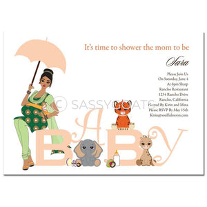 Baby Shower Thank You Card - Safari Animals South Asian