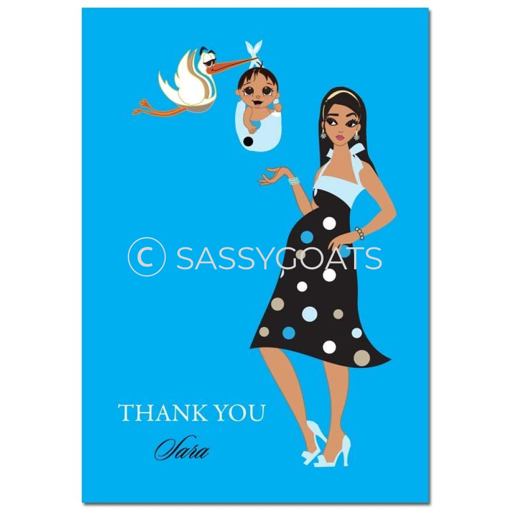 Baby Shower Thank You Card - Spring Delivery Brunette