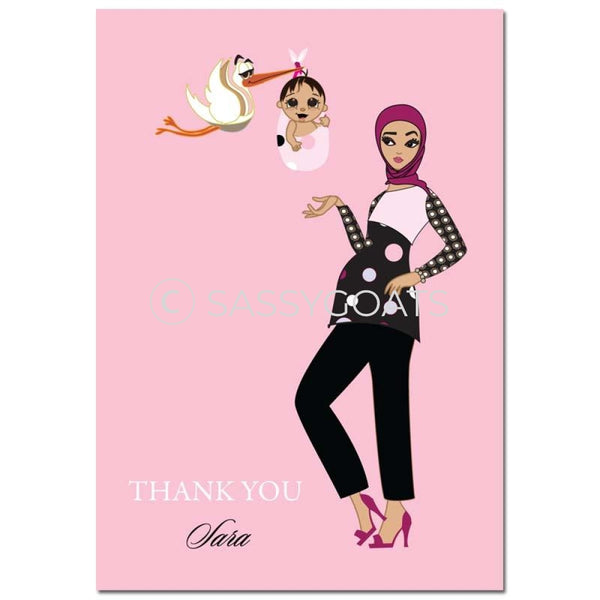 Baby Shower Thank You Card - Spring Delivery Headscarf Hijab