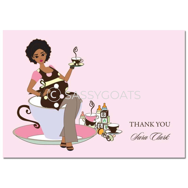 Baby Shower Thank You Card - Teacup Mommy African American