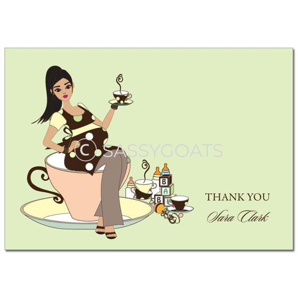 Baby Shower Thank You Card - Teacup Mommy Brunette