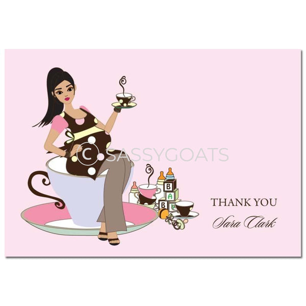 Baby Shower Thank You Card - Teacup Mommy Brunette